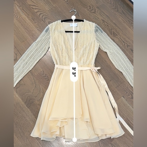 ASOS DESIGN Womens Linear Embellished Bodice Mini Dress Cream SIZE 4 pearls - Picture 13 of 13